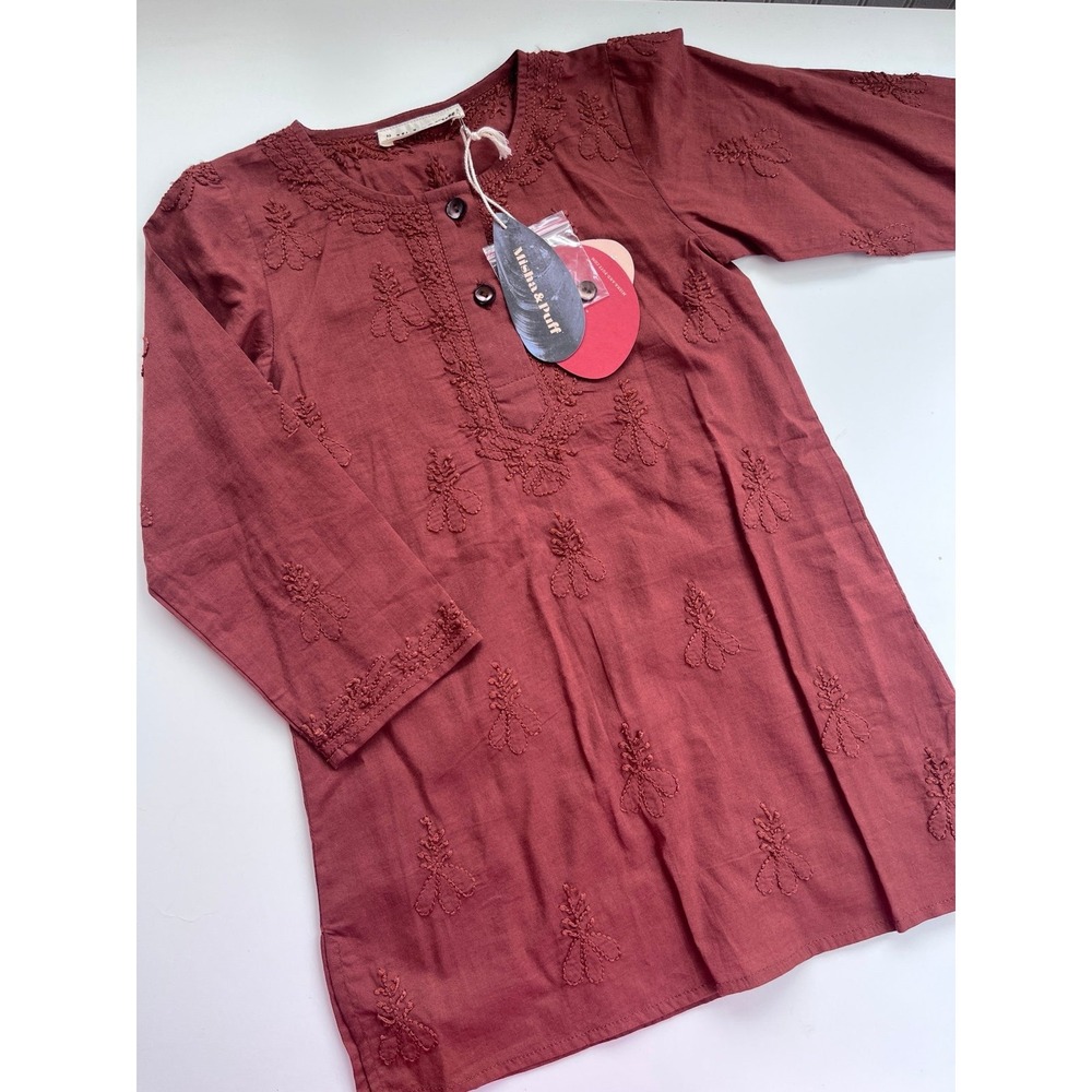 Misha & Puff Girls Rust Orange Embroidered Long Sleeve Tunic Dress 2T NWT - Picture 1 of 1